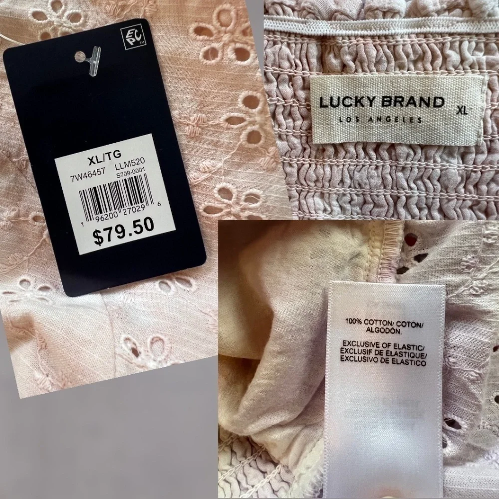 LUCKY BRAND Sweetheart Neck Shoulder Ties Cotton Eyelet Tie-Dyed Corset Top NWT